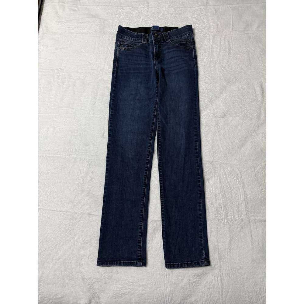 Democracy Jeans Womens 4 Straight Blue Dark Wash Mid Rise Ab Solution 27x29.5